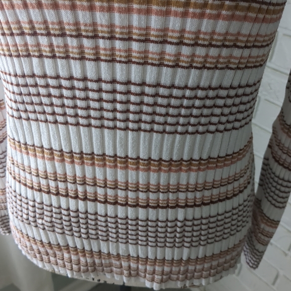 **3/$10** Nine West Brown and White Striped Crew Neck Sweater - Picture 3 of 4